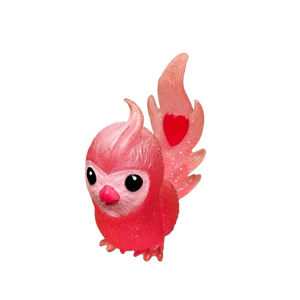 Glitter Pink Cockatiel Bird Figure Heart Love Mini Toy Bullseyes Playground 2.5"